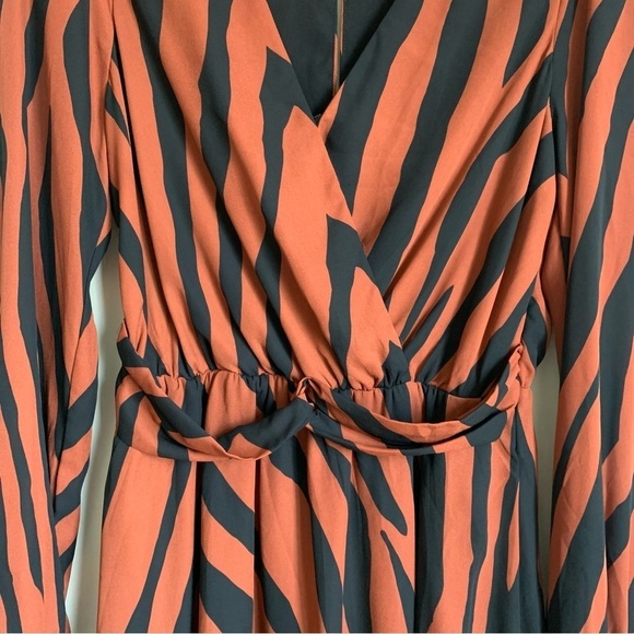 Peyton Jensen Tiger Striped Long Sleeve Fully Lined Mini Dress Small - Picture 5 of 13